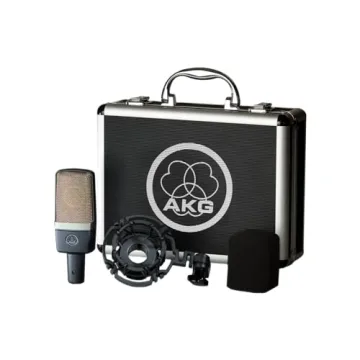 AKG Pro Audio C214 Studio Grade Professional Large Diaphragm, Single Capsule, Vocal and Instrument Condenser Microphone with Rugged Aluminum Carrying Case. XLR Connector. Gray with Gold.