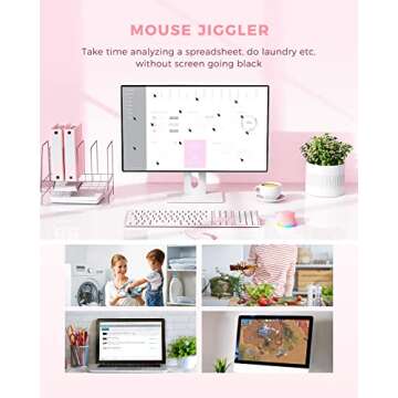 Wireless Mouse, Mouse Jiggler for Laptop - LED Mouse Rechargeable Computer Mouse Mover Undetectable ...