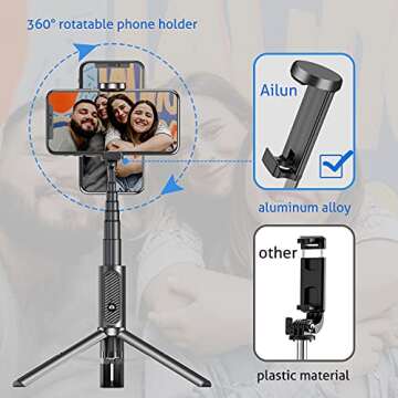 Ailun Selfie Stick Tripod - Versatile & Portable for All Smartphones