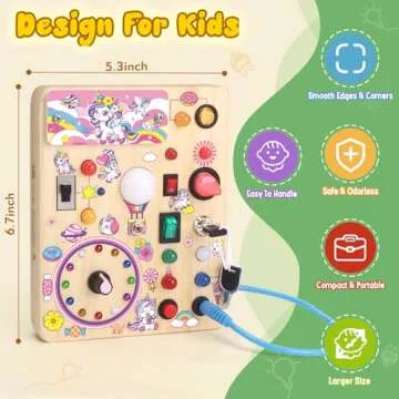Iabedi Unicorn Busy Board - Educational Wooden Toy