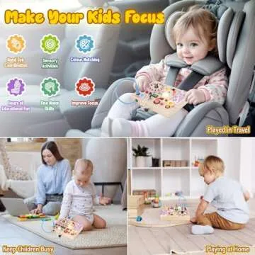 Iabedi Unicorn Busy Board - Educational Wooden Toy