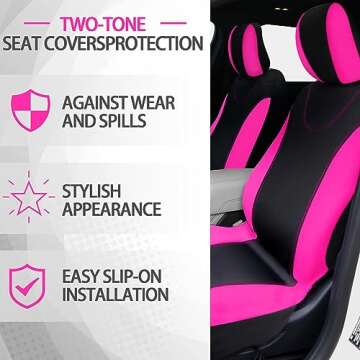 17 Pcs Car Seat Cover Full Set for Women Universal Fit Car Front Rear Seat Covers Fluffy Steering Wheel Covers Fleece Handbrake Shift Cover Hanging Accessory Holder Ring Emblem (Rose Red Black)