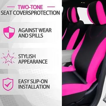 17 Pcs Car Seat Cover Full Set for Women Universal Fit Car Front Rear Seat Covers Fluffy Steering Wheel Covers Fleece Handbrake Shift Cover Hanging Accessory Holder Ring Emblem (Rose Red Black)