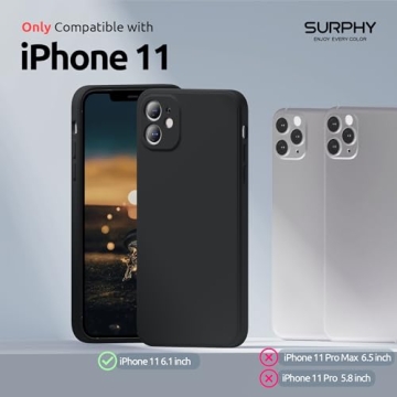 SURPHY Design for iPhone 11 Case with Camera Protection, Straight Edge Slim Design, Liquid Silicone Phone Case for iPhone 11 6.1 inches, Black
