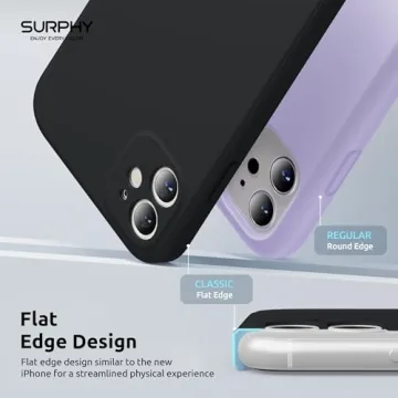 SURPHY Design for iPhone 11 Case with Camera Protection, Straight Edge Slim Design, Liquid Silicone Phone Case for iPhone 11 6.1 inches, Black