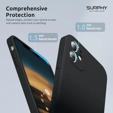 SURPHY Design for iPhone 11 Case with Camera Protection, Straight Edge Slim Design, Liquid Silicone Phone Case for iPhone 11 6.1 inches, Black
