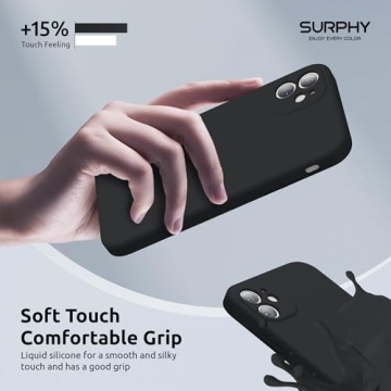 SURPHY Design for iPhone 11 Case with Camera Protection, Straight Edge Slim Design, Liquid Silicone Phone Case for iPhone 11 6.1 inches, Black
