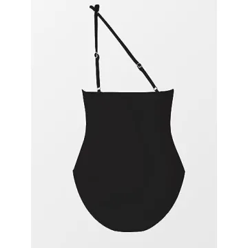 CUPSHE One Piece Swimsuit for Women Asymmetrical Bathing Suit Adjustable Straps Cutout, XL Black