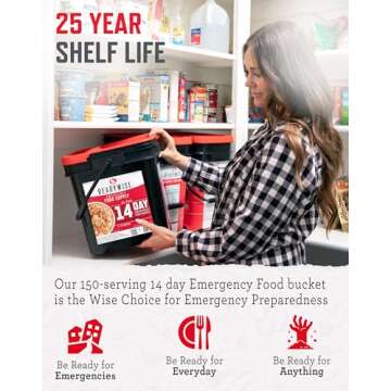 ReadyWise 14-Day Emergency Food Supply - 150 Servings, Ideal for Preparedness