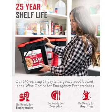 ReadyWise 14-Day Emergency Food Supply - 150 Servings, Ideal for Preparedness