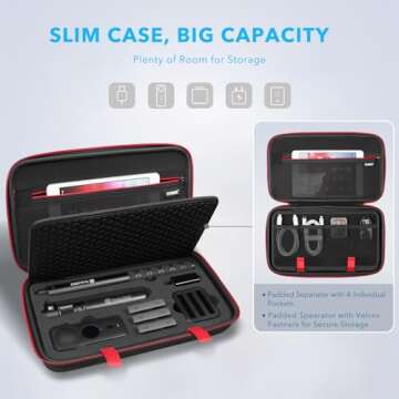 SYMIK S310-X Carrying Case for Insta360 X3 /ONE X2 Action Camera, With Padded Separator; Fits Invisible Selfie Stick, Bullet Time Handle/Tripod, Fast Charge Hub, Batteries, Tablet, Other Accessories