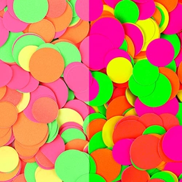 10000 Pieces Neon Confetti Round 5 Colors Confetti Party Table Decor Fluorescent Neon Party Supplies...