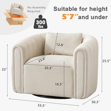 Luxurious ANJ Swivel Barrel Chairs Set of 2 - Modern Velvet