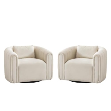 Luxurious ANJ Swivel Barrel Chairs Set of 2 - Modern Velvet