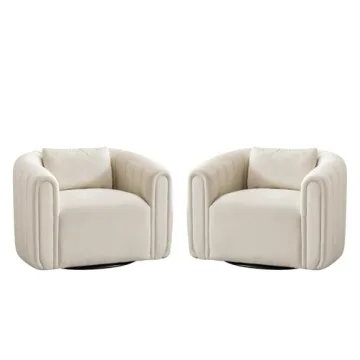 Luxurious ANJ Swivel Barrel Chairs Set of 2 - Modern Velvet