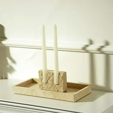 Handcrafted Beige Travertine Candle Holder for Unique Decor