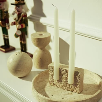 Handcrafted Beige Travertine Candle Holder for Unique Decor
