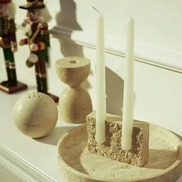 Handcrafted Beige Travertine Candle Holder for Unique Decor