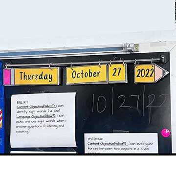 YYST Type A 29" (74CM) Magnetic Anchor Chart Holder Adjustable Magnetic Date Cards Holder Calendar Holder for Kids Crafts, Classroom Calendar, Classroom Decor W O Rings (Black - 1)