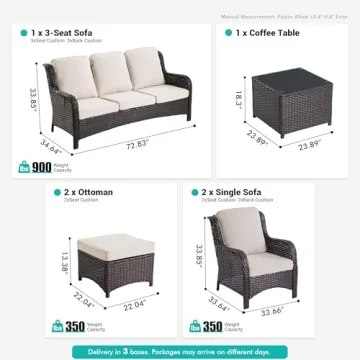 XIZZI 6-Piece Outdoor Patio Furniture Set with Table