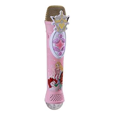 eKids Disney Princess Karaoke Microphone with Bluetooth Speaker, Wireless Microphone Connects to Dis...
