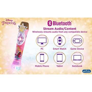 eKids Disney Princess Karaoke Microphone – Wireless Fun for Kids