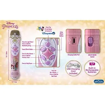eKids Disney Princess Karaoke Microphone – Wireless Fun for Kids