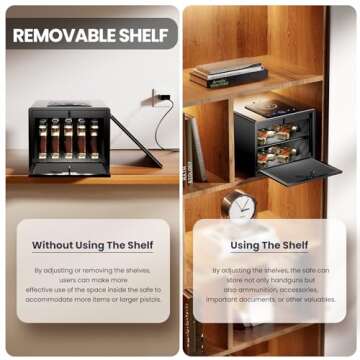 Grimtron Biometric Gun Safe for Handgun with Wireless Charging,Pistol Safe Quick Access Auto Open, Silent Mode and Adapter Nightstand Pistol-Safe up to 4 pstols (Black)