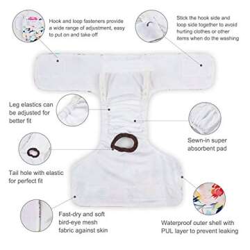 CuteBone Female Dog Diapers - Reusable and Adjustable 3 Pack