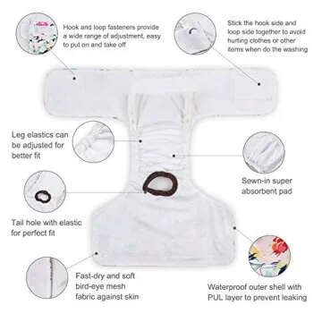 CuteBone Female Dog Diapers - Reusable and Adjustable 3 Pack