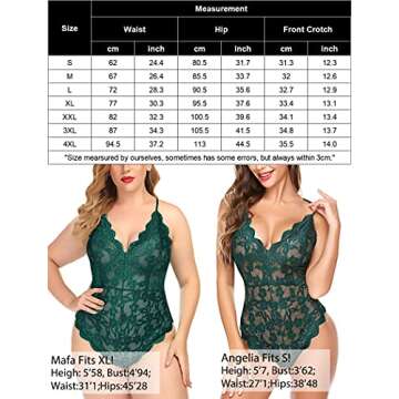 Avidlove Lace Bodysuit for Women Christmas Lingerie Sexy Teddy Valentine's Day Lingerie Naughty Negligee Bodysuit Green