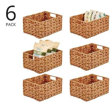 mDesign Woven Farmhouse Kitchen Pantry Food Storage Organizer Basket Bin Box - Container Organizatio...