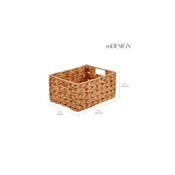 mDesign Woven Farmhouse Kitchen Pantry Food Storage Organizer Basket Bin Box - Container Organization for Cabinets, Cupboards, Shelves, Countertops - Store Potatoes, Onions, Fruit, 6 Pack, Camel Brown
