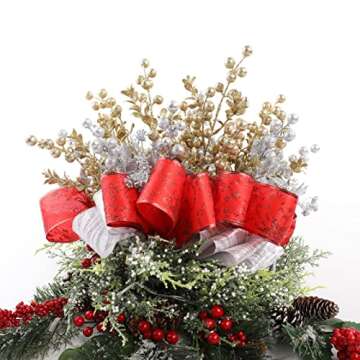 Alonsoo Champagne Gold Christmas Picks for Tree Decoration