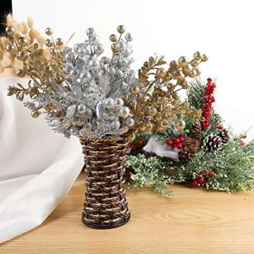 Alonsoo Champagne Gold Christmas Picks for Tree Decoration