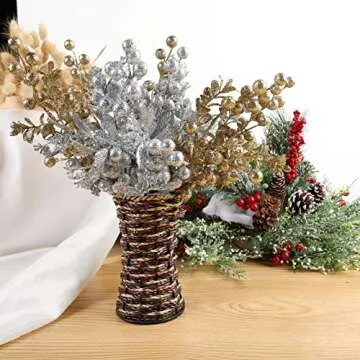 Alonsoo Champagne Gold Christmas Picks for Tree Decoration