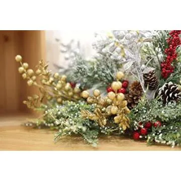 Alonsoo Champagne Gold Christmas Picks for Tree Decoration