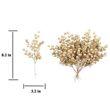 Alonsoo Champagne Gold Christmas Picks for Tree Decoration