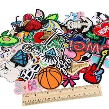 60pcs Random Assorted Styles Embroidered Iron on Patches, DIY Sew Applique Repair Patch Iron on/Sew ...