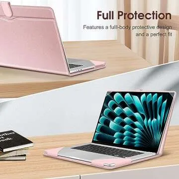 Fintie Sleeve Case for MacBook Air 15 Inch A3114 A2941 (2023 2024 Release), Premium PU Leather Folio Book Cover for MacBook Air 15.3" M2 M3 Chip with Liquid Retina Display and Touch ID, Rose Gold
