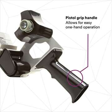 3M Pistol Grip Box Sealing Tape Dispenser HB903, Hand-Held Design, Heavy-Duty, Easy-to-Use Applicati...
