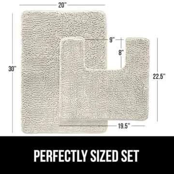 Gorilla Grip Bathroom Rug Sets, Soft Chenille 2 Piece Area Rugs Set, Toilet Base Mat and 30x20 Carpe...