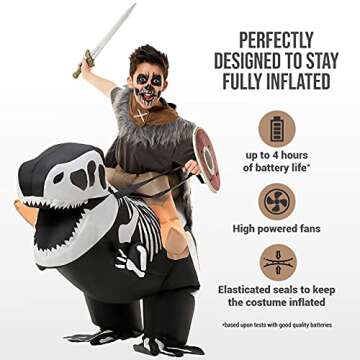 Morph Inflatable Skeleton Dinosaur Costume Kids, TRex Blow Up Skeleton Dinosaur Costume, Inflatable Dino Costume Kids