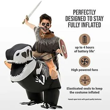 Morph Inflatable Skeleton Dinosaur Costume Kids, TRex Blow Up Skeleton Dinosaur Costume, Inflatable Dino Costume Kids