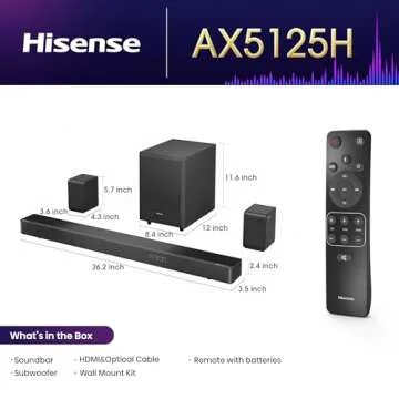 Hisense AX5125H 5.1.2Ch Sound Bar with Wireless Subwoofer