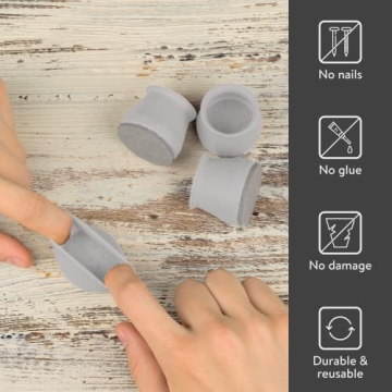 Aneaseit Chair Leg Protectors - Gray Felt & Silicone Pads - 16 Pcs