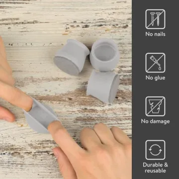 Aneaseit Chair Leg Protectors - Gray Felt & Silicone Pads - 16 Pcs