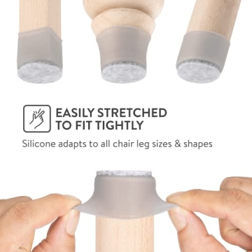 Aneaseit Chair Leg Protectors - Gray Felt & Silicone Pads - 16 Pcs