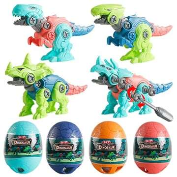 BEIGUO 4 Pack Jumbo Dinosaur Eggs with Take Apart Dinosaur Toys for Kids