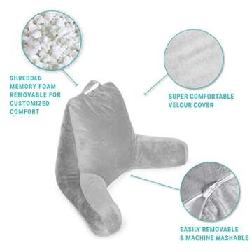 Milliard Petite Reading Pillow for Kids & Children with Shredded Foam and Cozy, Washable Cover- 14x13 inches (Sit Up Pillow)